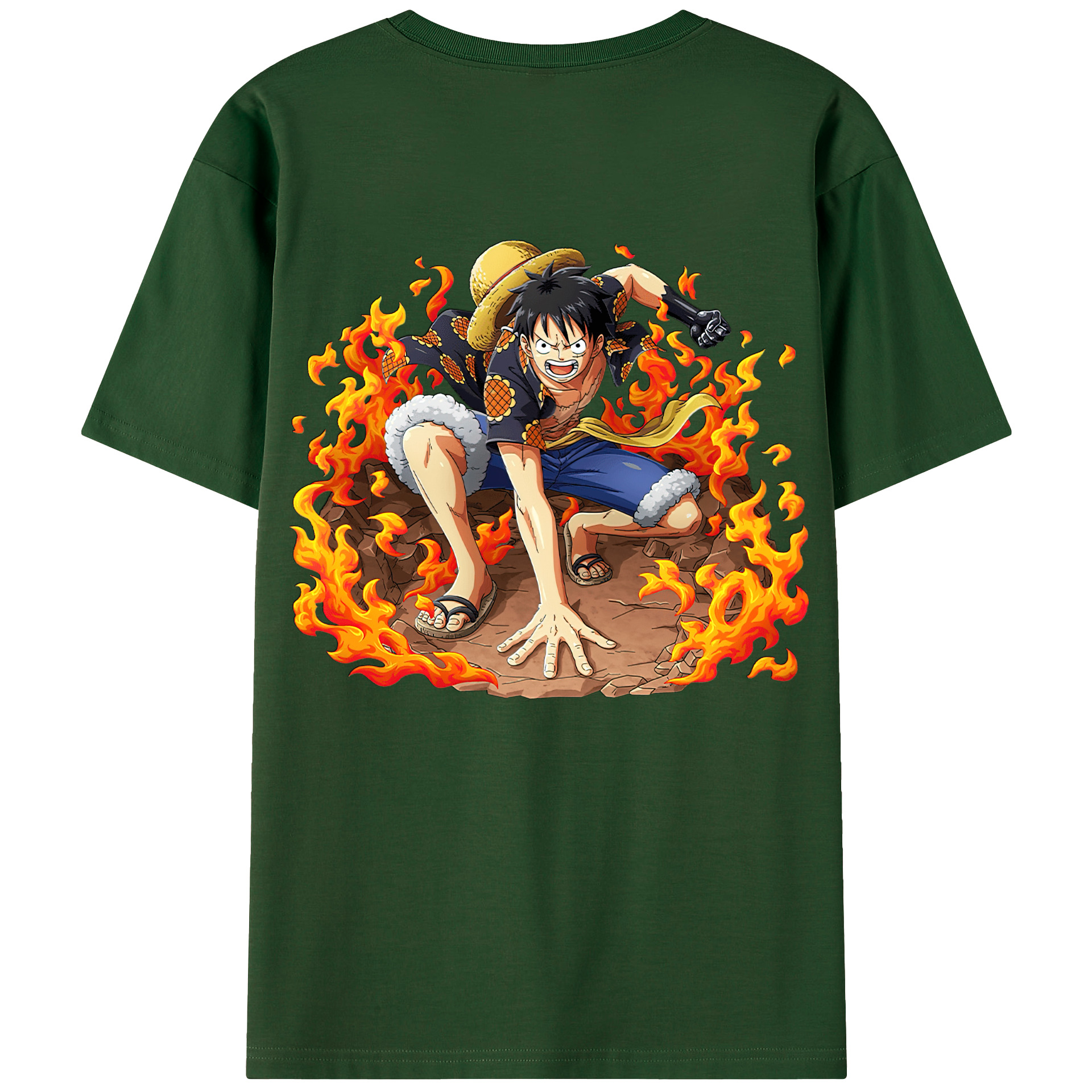 ワンピース モンキー・D・ルフィ ONE PIECE Monkey D. Luffy 綿100％半袖Tシャツ（背面プリント）